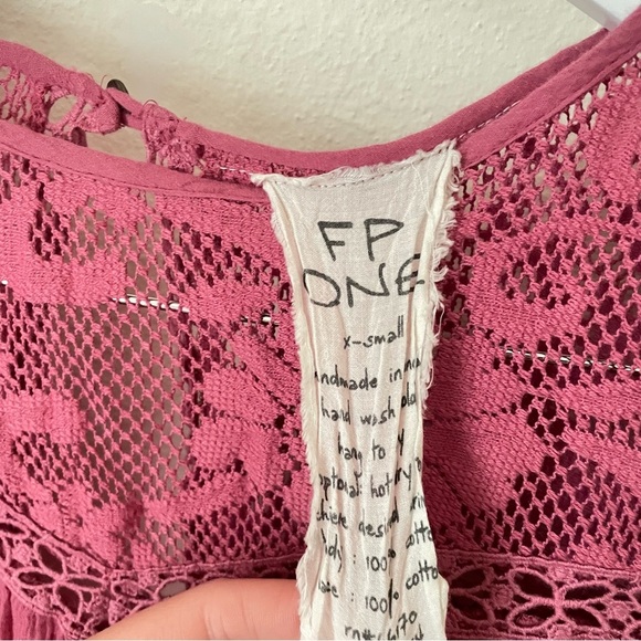 Free People One Golden Age Open Back Lace Blouse Top - Picture 4 of 6